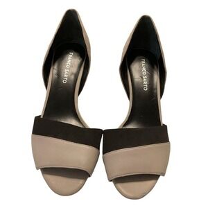 Franco Sarto Womens 10 Heels India Gray Black D Orsay Suede Leather Fabric Pumps